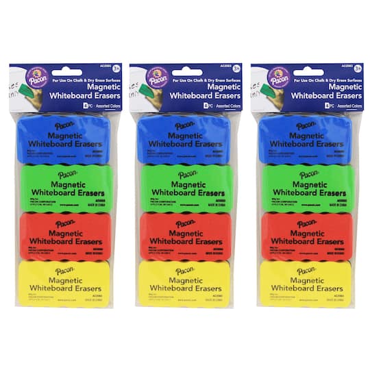 4 Packs: 3 Packs 4 ct. (48 total) Pacon® Magnetic Chalk & Whiteboard Erasers